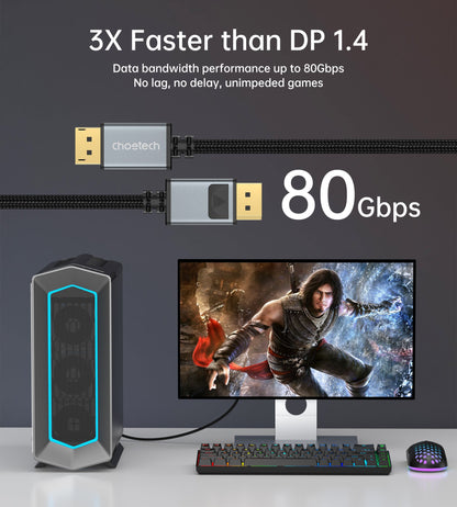 DP 2.1 Cable – 80Gbps, 16K@60Hz, HDR2 for PC & Monitor