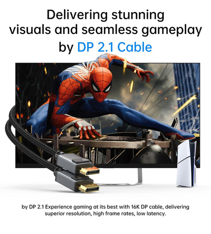 DP 2.1 Cable – 80Gbps, 16K@60Hz, HDR2 for PC & Monitor