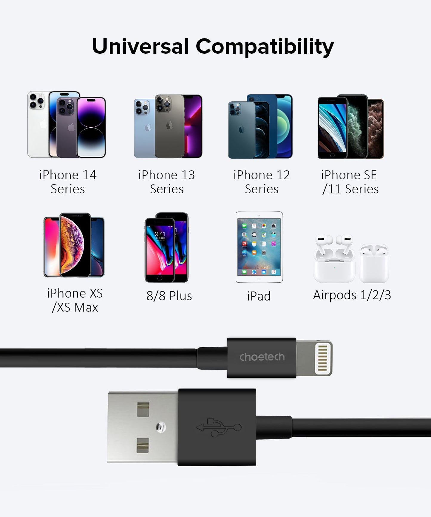 USB-A to L Cable – MFi Certified, for iP 14/13/12/11/X