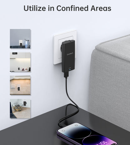 67W GaN PD Charger – Dual USB-C, Foldable Plug, Ultra-Slim