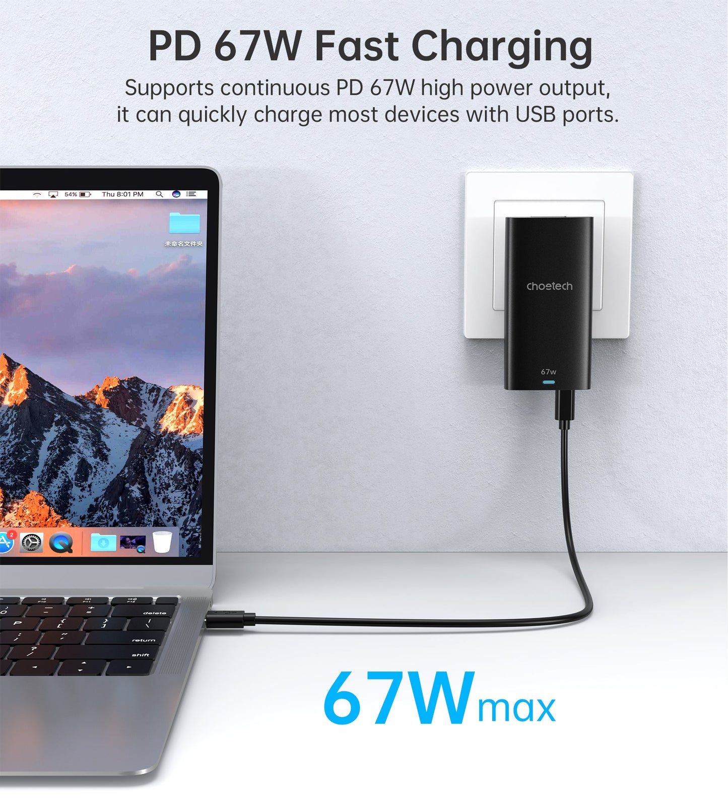 67W GaN PD Charger – Dual USB-C, Foldable Plug, Ultra-Slim