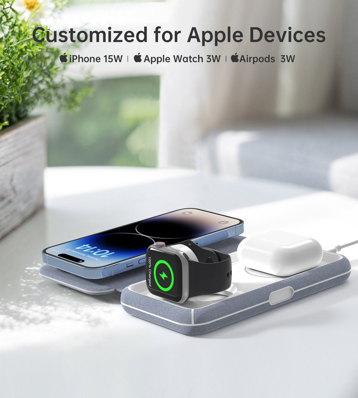 3-in-1 Magnetic Charger – 15W Mag-Safe, Watch Stand
