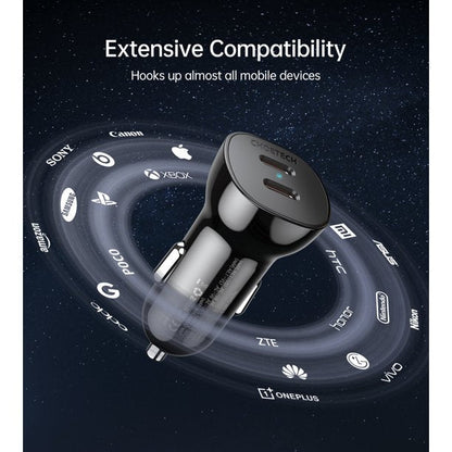 36W Metal Car Charger – Dual USB-C Ports, Fast Charging