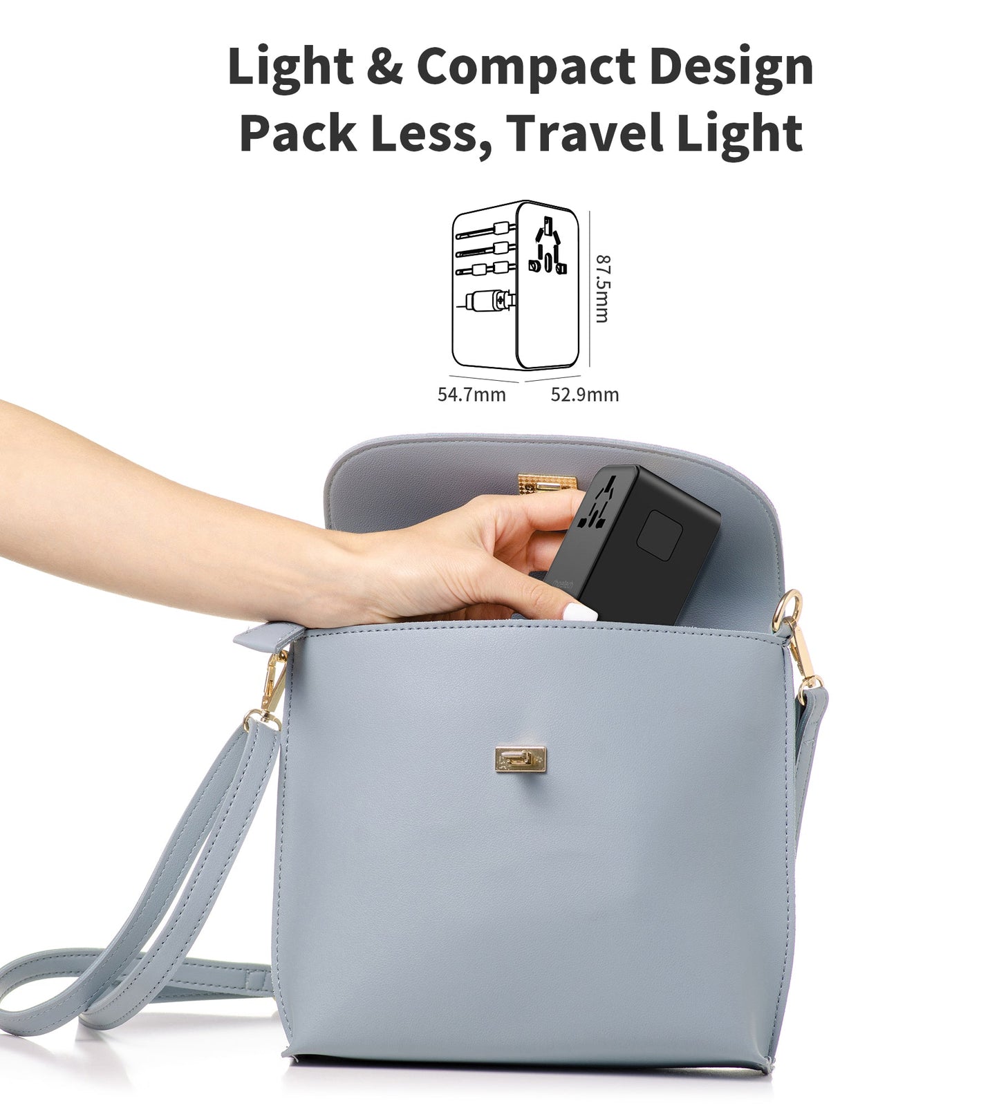 70W GaN Travel Adapter – USB-C Retractable Cable Charger