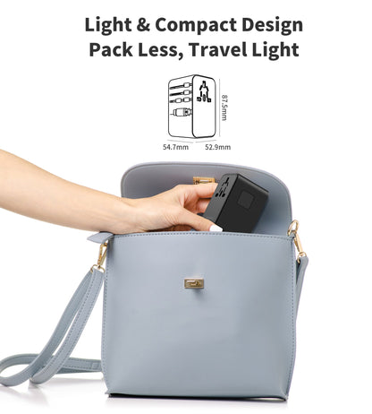 70W GaN Travel Adapter – USB-C Retractable Cable Charger