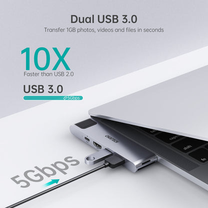 7-in-2 USB-C Hub Adapter – Dual Type-C for Laptop Devices