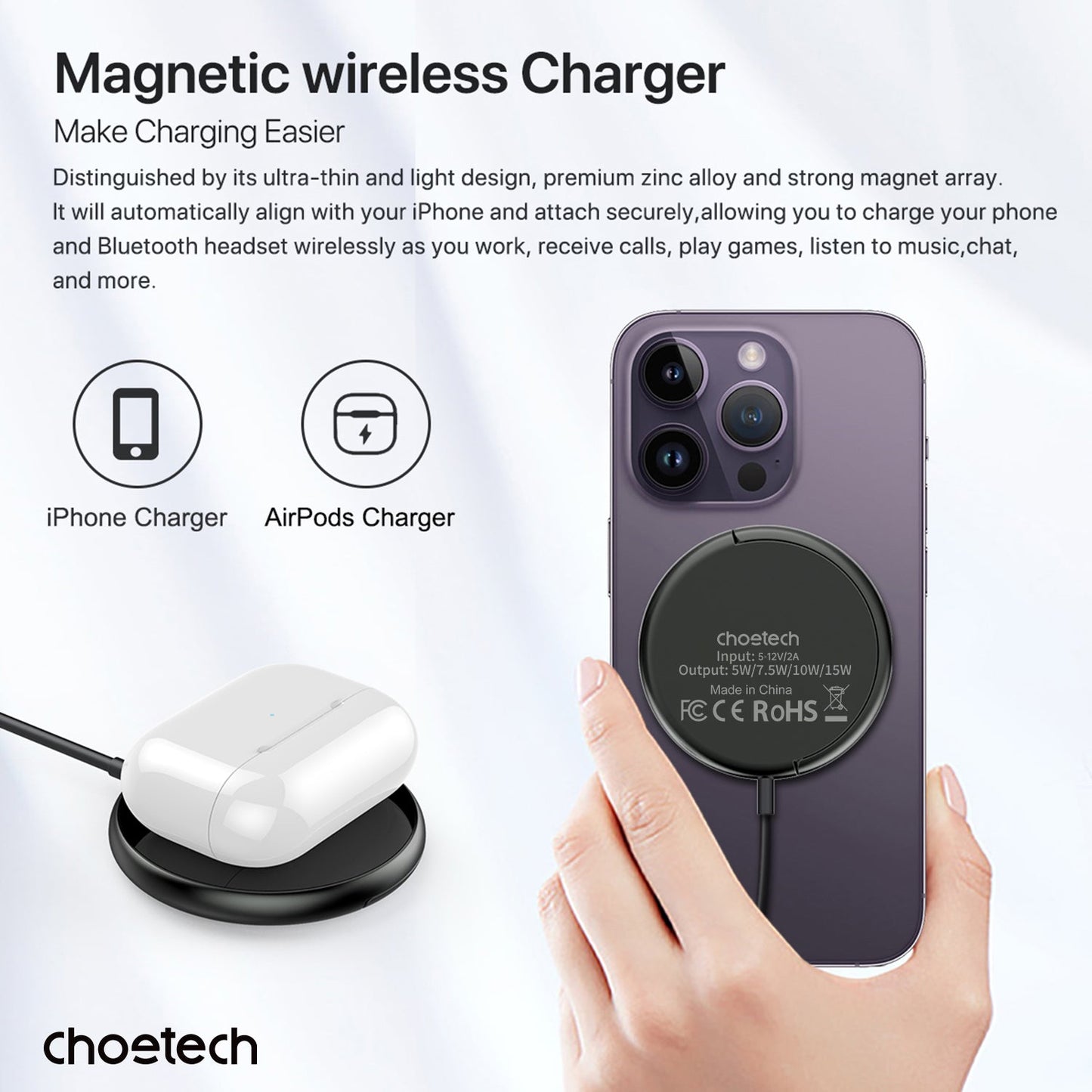 Magnetic Wireless Charger – 5 Modes, Foldable Stand