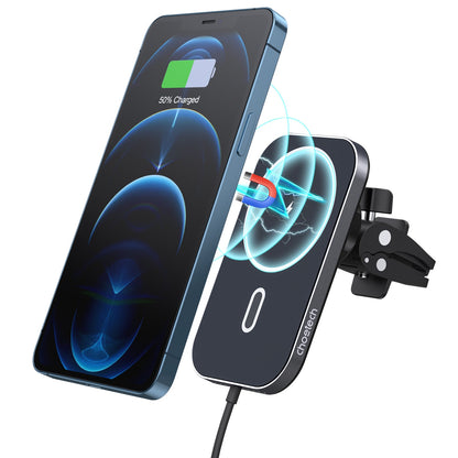 Magnetic Car Wireless Charger – 15W Qi, 360°, Universal