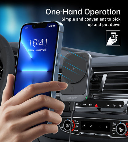 Magnetic Car Wireless Charger – 15W Qi, for iPhone