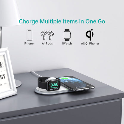 2-in-1 Wireless Charger – MFi, Watch Stand, for iPhone