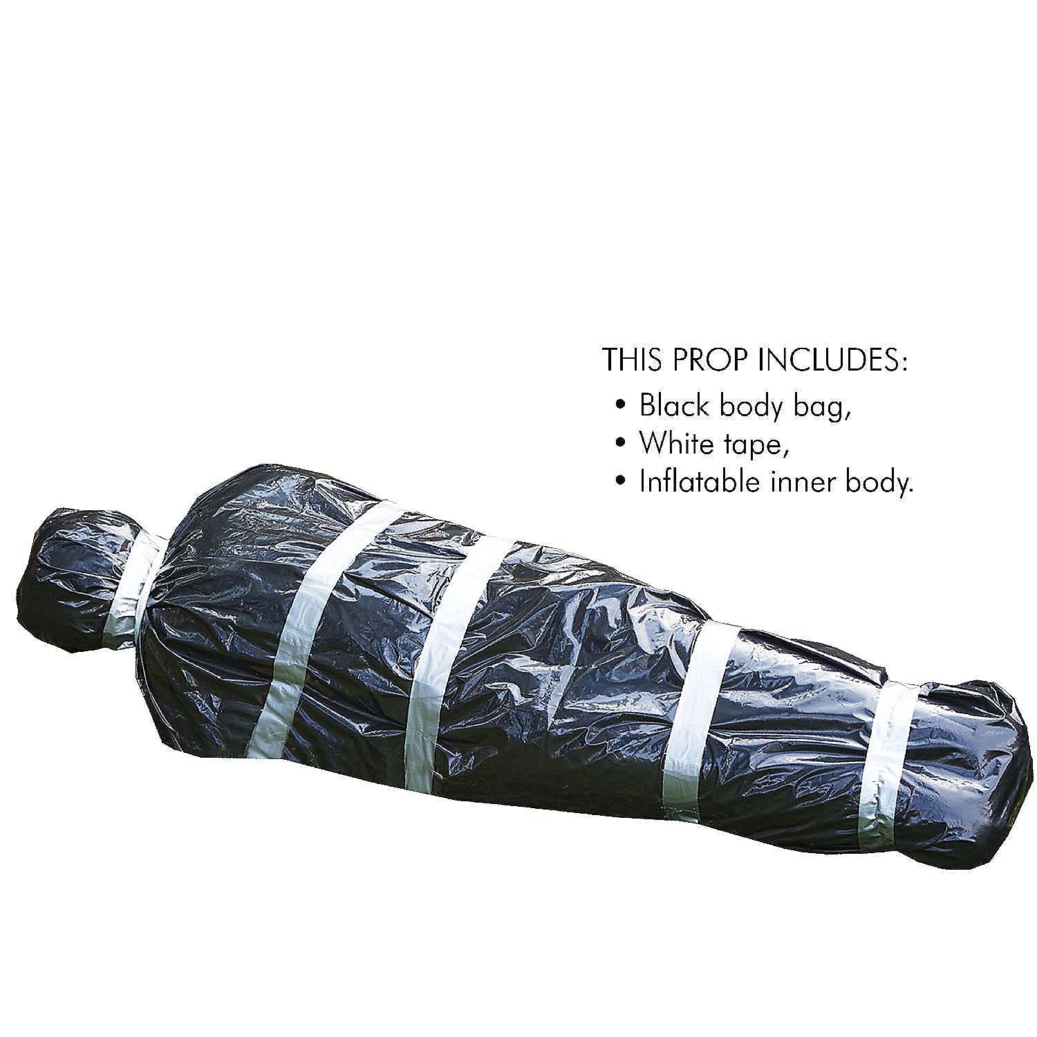 Skeleteen Dead Body Bag Decoration - Dummy Crime Scene Fake Corpse Figure in Garbage Bag with Duct Tape Scary Outdoor Party Prop Haunted Decorations