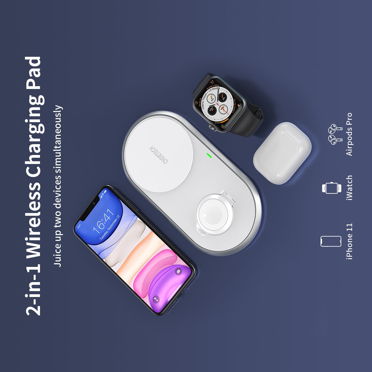 2-in-1 Wireless Charger – MFi, Watch Stand, for iPhone