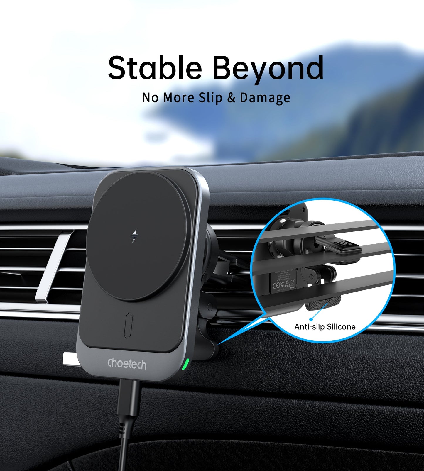 Magnetic Car Wireless Charger – 15W Qi, for iPhone