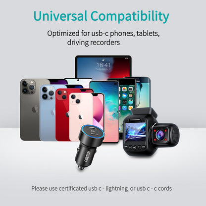 40W Car Charger – Dual USB-C PD3.0 Fast Charging