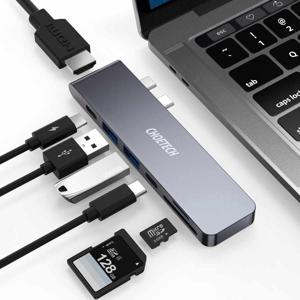 7-in-2 USB-C Multiport Adapter – Compact Hub for Laptop Use