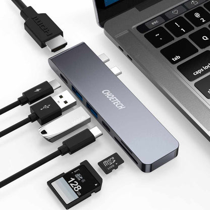 7-in-2 USB-C Multiport Adapter – Compact Hub for Laptop Use